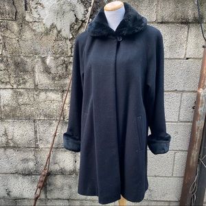 Vintage Faux Fur Trimmed Swing Coat
